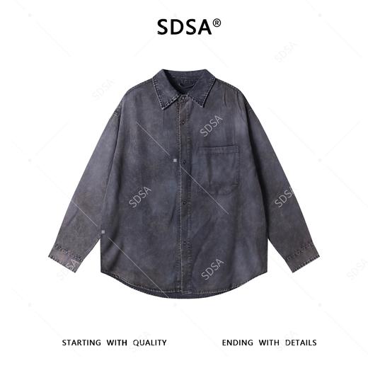 88626SDSA男士秋冬新款痞帅男装潮牌磨白设计翻领长袖衬衫百搭时尚衬衣 商品图1