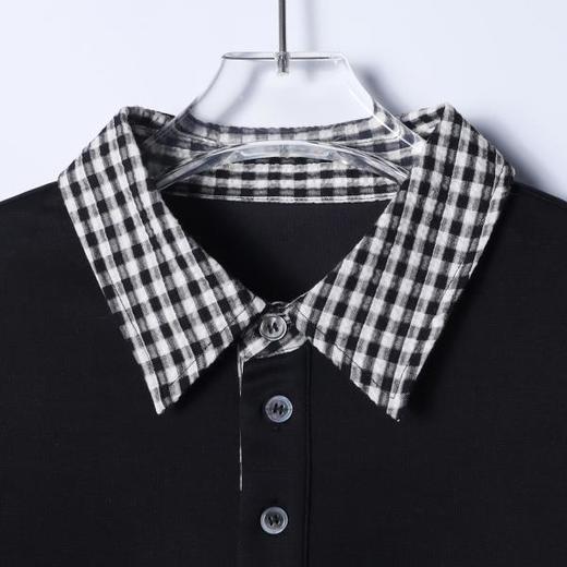 2616009SDSA男士秋冬新款痞帅男装韩版格子拼接翻领假两件卫衣百搭宽松 商品图2