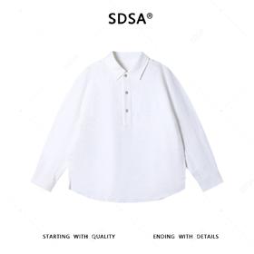 SDSA男士秋冬新款痞帅男装简约时尚半纽扣翻领衬衫套头百搭衬衣