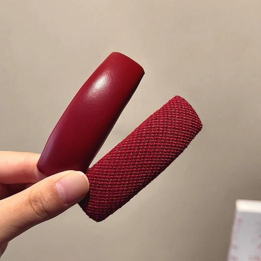 丁摩 【5个装】红色格纹海绵布艺发夹碎发刘海夹高级感侧边发卡头饰女5ZF-1211 商品图3