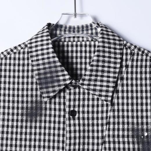 SDSA男士秋冬新款痞帅男装时尚撞色格子泼墨长袖衬衫百搭晕染衬衣 商品图1