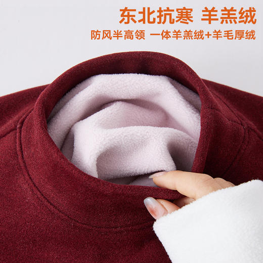 丁摩 巨厚半高领一体羊羔绒保暖衣女加绒加厚秋衣内搭打底衫羊毛上衣冬5ZF- M651 商品图0
