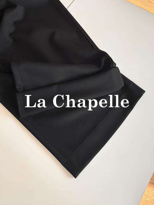 专柜实拍【垂坠有型】拉夏贝尔/La Chapelle含绵羊毛质感西裤~暗扣花边高腰压褶显瘦休闲直筒裤 商品图7