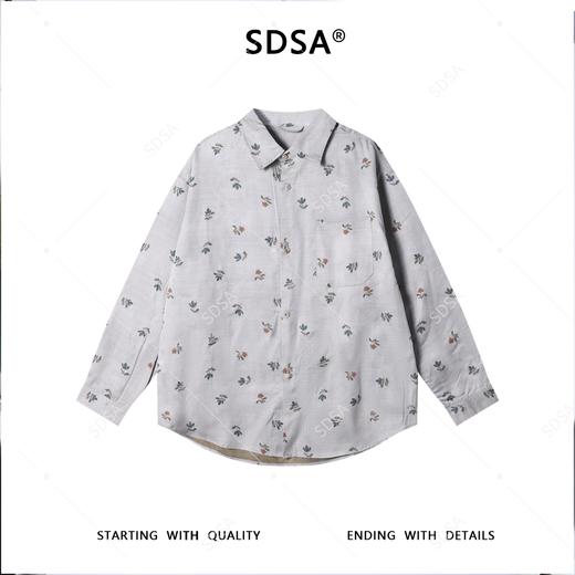 87177SDSA男士秋冬新款痞帅男装时尚撞色植物花卉翻领长袖衬衫百搭衬衣 商品图1