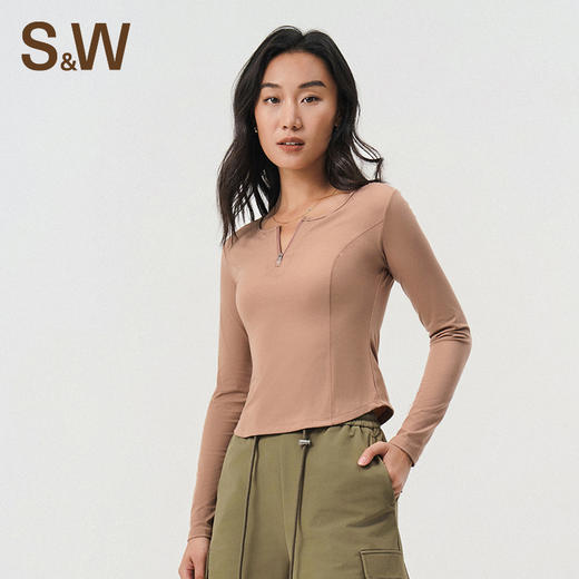 【sw速惟】半开拉链设计户外运动长袖显瘦亲肤上衣S4AW4162 商品图1