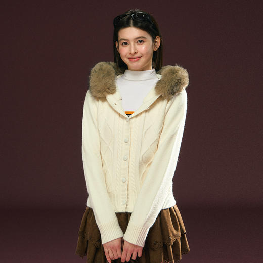 Ariseism 美式复古高级感绞花毛衣外套女秋冬新款加厚上衣 商品图2