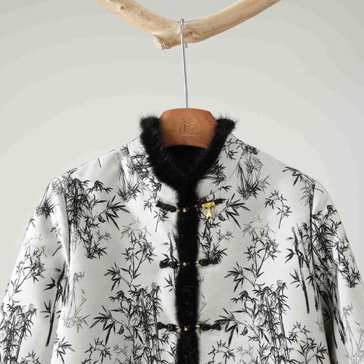 西子/竹叶提花拼水貂新中式夹棉外套/WTTJ0965 商品图1
