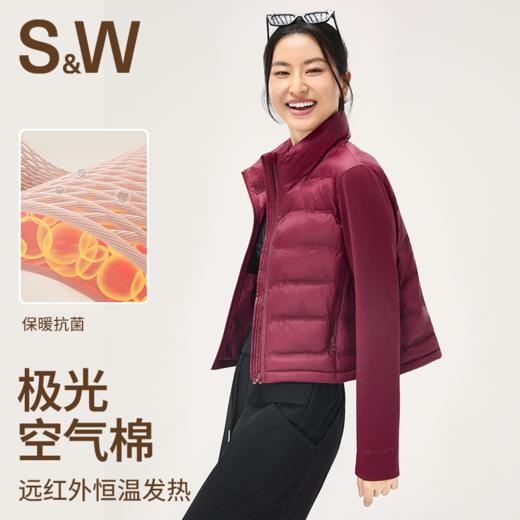 【sw速惟】SW秋冬女款立领拼接棉服运动休闲轻盈短款时尚外套1124 商品图2