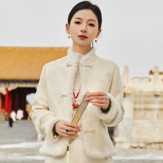 西子/玉兰春雪桑蚕丝缠枝牡丹剪花夹棉新中式马甲/MJTJ531 商品图1