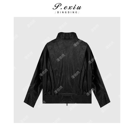 A002潘依绣丁丁宠粉进口绵羊皮高定油蜡皮时尚立领皮衣外套 D24525 商品图2