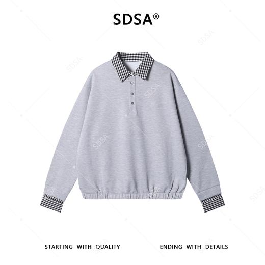 2616009SDSA男士秋冬新款痞帅男装韩版格子拼接翻领假两件卫衣百搭宽松 商品图1