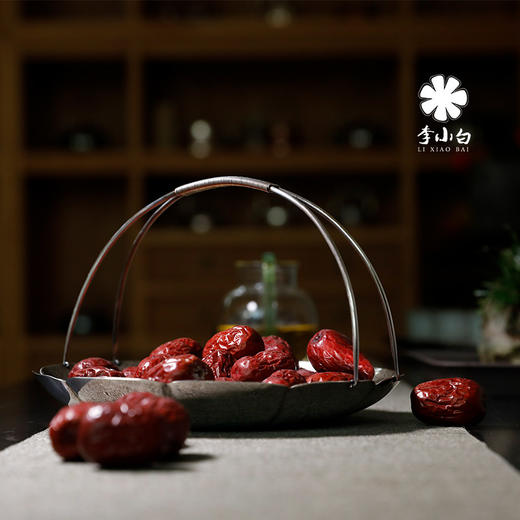 李小白 纯银银壶 纯银9999茶道配件 荷瓣纯银壶承、果盘 纯银茶配 商品图2