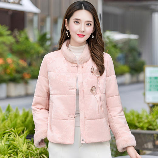 新中式绵羊毛棉服，提花短款棉袄外套QYM59117 商品图0