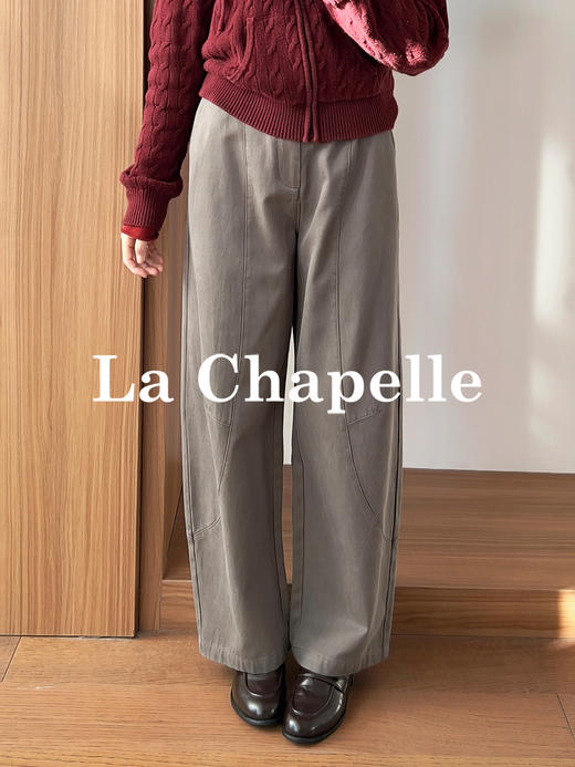 专柜实拍【梨形mm弯刀裤】拉夏贝尔/La Chapelle显瘦神裤！磨毛保暖高腰遮胯休闲直筒裤 商品图4