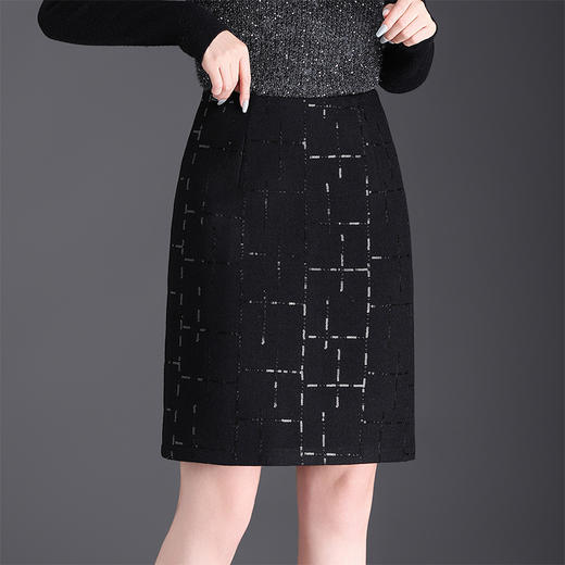 亮片毛呢半身裙，优雅包臀裙厚款羊毛裙高腰MYX3575 商品图0