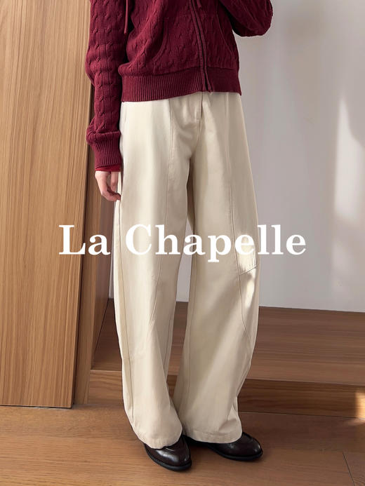 专柜实拍【梨形mm弯刀裤】拉夏贝尔/La Chapelle显瘦神裤！磨毛保暖高腰遮胯休闲直筒裤 商品图3