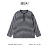 31091SDSA男士秋冬新款痞帅男装简约撞色条纹半纽扣圆领长袖T恤百搭潮 商品缩略图1