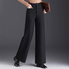 加绒毛呢条纹阔腿裤，加厚保暖休闲裤宽松直筒长裤MYX3582 商品缩略图1