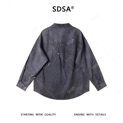 88626SDSA男士秋冬新款痞帅男装潮牌磨白设计翻领长袖衬衫百搭时尚衬衣 商品图5