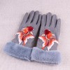 丁摩 民族风刺绣花女士保暖分指手套毛绒边可触屏分指骑行手套5ZF-DY16983 商品缩略图2