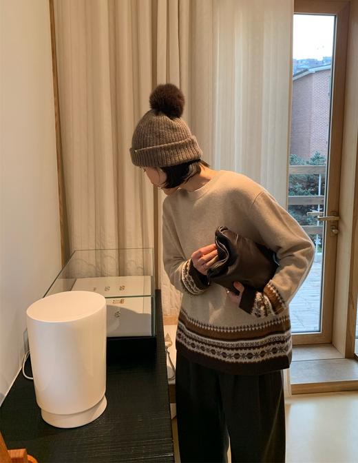 山羊绒+牦牛绒费尔岛提花圆领毛衣 商品图1