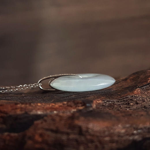 【天然正品】A货翡翠AU750白金镶钻镶天然冰种平安扣造型翡翠（吉祥如意）吊坠项链28.3*23.8*4.4MM（皆取最大值）281225NJS29 商品图6