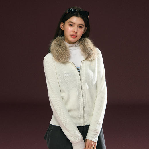 Ariseism 美式复古高级感毛领开衫毛衣外套女秋冬新款加厚上衣 商品图1