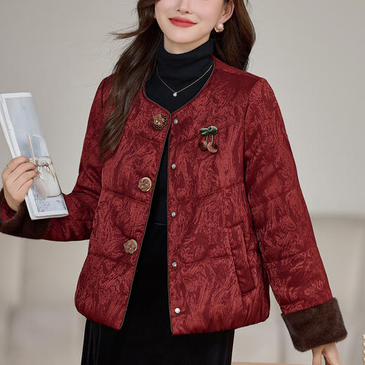 丁摩 冬装高端【石墨烯红外云绒】棉袄外套新款秋冬羽绒棉服端庄大气棉衣女5ZF-9981 商品图0