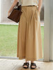 卡其色高腰阔腿裤女夏季 薄款打褶宽松显瘦垂感九分休闲裙裤 商品缩略图0