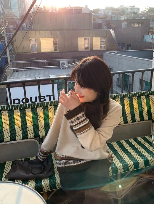 山羊绒+牦牛绒费尔岛提花圆领毛衣 商品图4