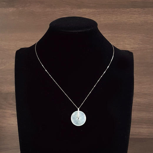 【天然正品】A货翡翠AU750白金镶钻镶天然冰种平安扣造型翡翠（吉祥如意）吊坠项链28.3*23.8*4.4MM（皆取最大值）281225NJS29 商品图9