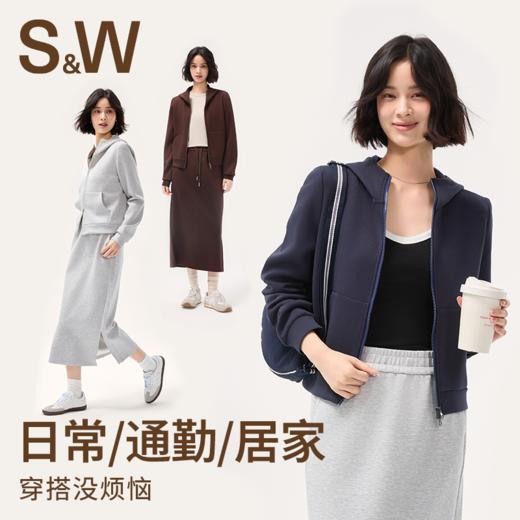 【sw速惟】连帽卫衣外套女秋冬灰色短款拉链帽衫1484 商品图2