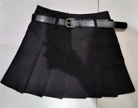 ZC配腰带麂皮百褶短裙50925冬季991114233239