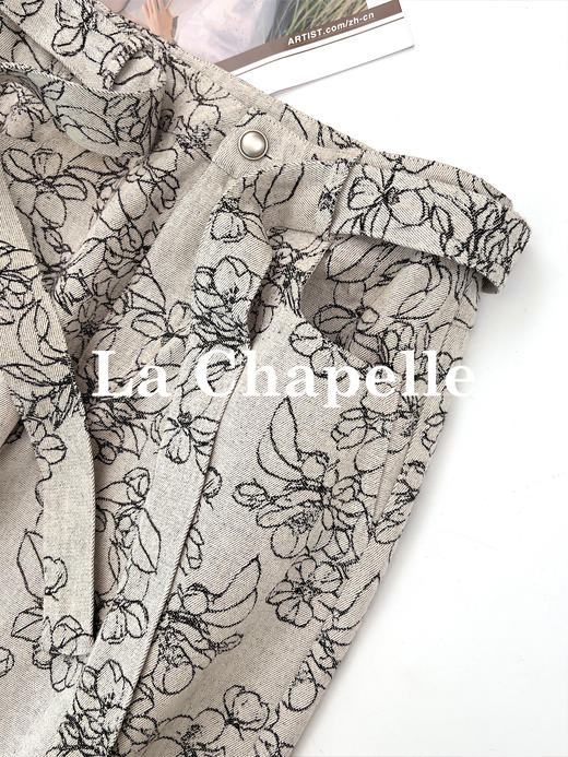 专柜实拍【复古印花/高克重】拉夏贝尔/La Chapelle质感有型！高腰宽松垂感牛仔裤显瘦显高拖地裤★ 商品图5