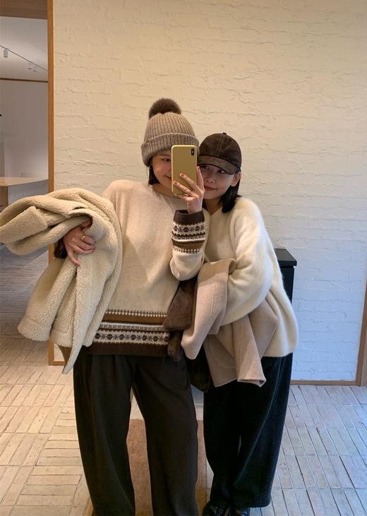 山羊绒+牦牛绒费尔岛提花圆领毛衣 商品图2