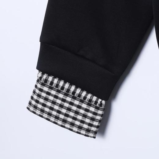 2616009SDSA男士秋冬新款痞帅男装韩版格子拼接翻领假两件卫衣百搭宽松 商品图4