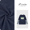 PanYiXiu/潘依绣人丝复古印花拼接假两件条纹双面磨绒圆领长袖上衣W-63553 商品缩略图1