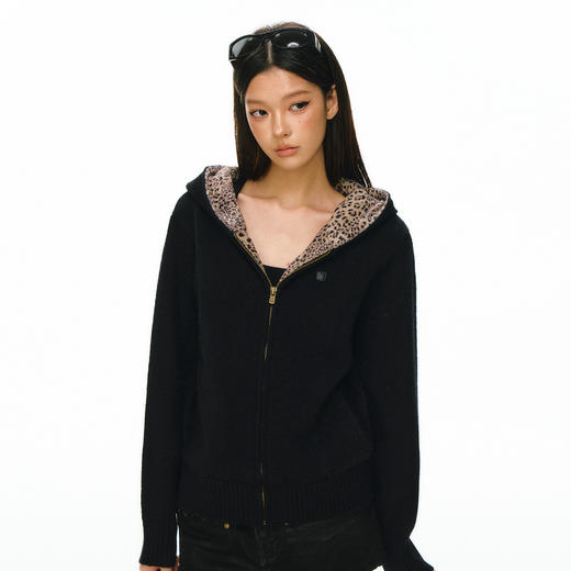 Ariseism 美式复古设计感豹纹内里卫衣外套女春季新款修身上衣 商品图0