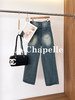 专柜实拍【美式高阶感】拉夏贝尔/La Chapelle复古水洗磨白牛仔裤高腰遮胯显瘦直筒阔腿裤 商品缩略图2