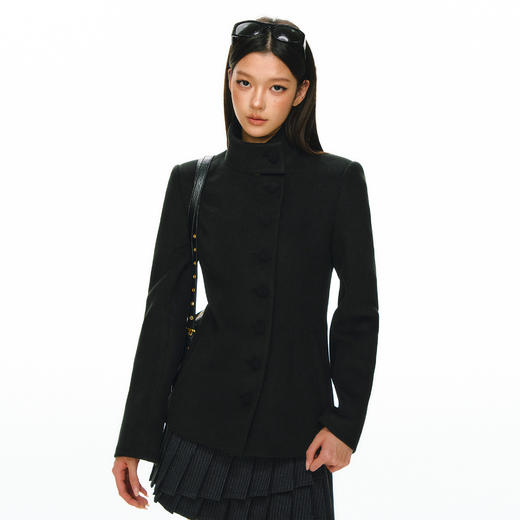 Ariseism 美式复古半高领包扣外套呢子大衣女冬季新款外套 商品图1