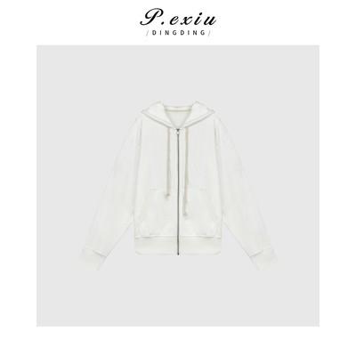 04-6潘依绣丁丁宠粉夏季新款百搭连帽纯色拉链长袖外套卫衣W9920 商品图0
