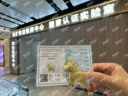 【拍2送赠品 新年必买！足金20mg！光谱仪可测】新年小马/财神  黄金钥匙扣 小金马包包挂件 手机挂绳 商品图14