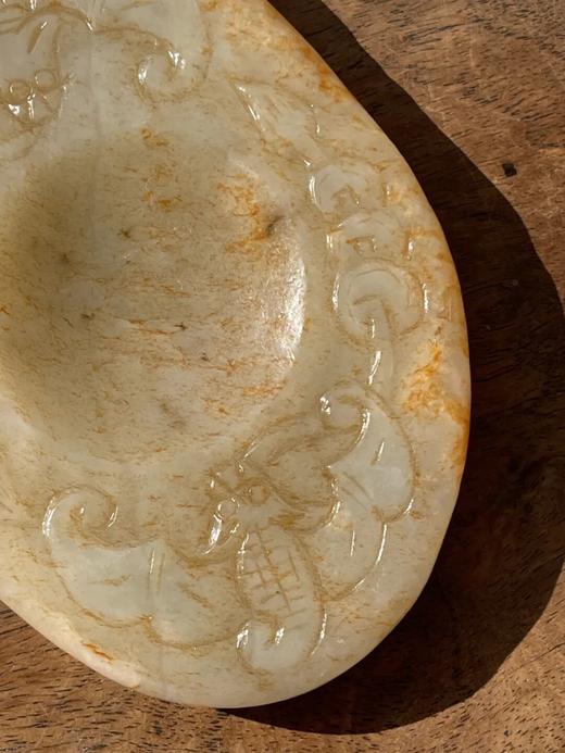 和田金沁白玉雕蝙蝠纹颜料硯，顺丰包邮 商品图6