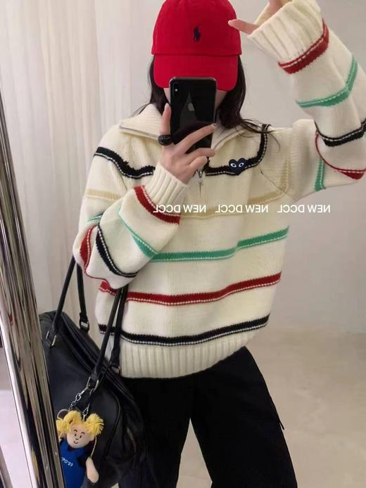 F011263日系秋冬氛围感半拉链宽松针织毛衣 商品图4