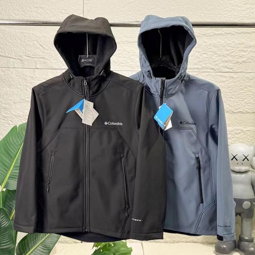 F011221软壳加绒冲锋衣情侣款防水防风休闲连帽内里加绒加厚外套 商品图0