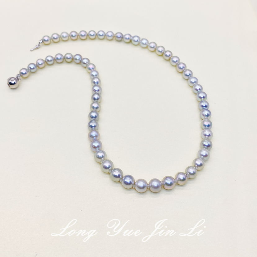 S925珍珠项链（海水真多麻）；7-8mm