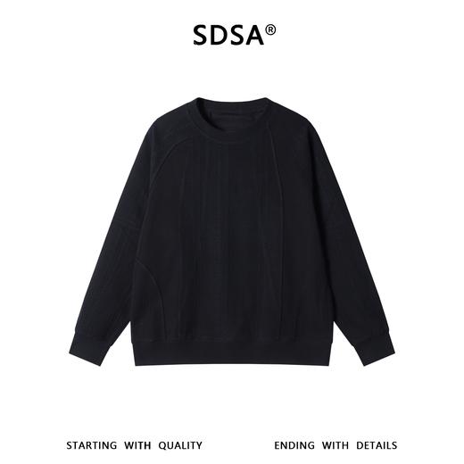 SDSA男士秋冬新款痞帅男装时尚简约纯色肌理感圆领卫衣百搭宽松 商品图0
