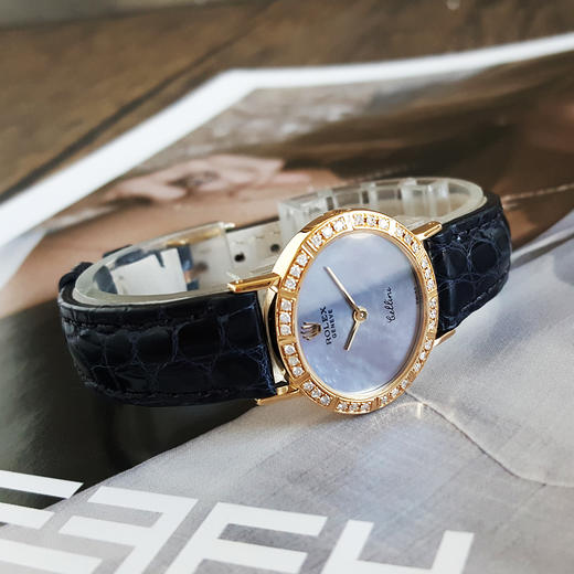 【95新】ROLEX 劳力士4081手动机械机芯25MM（女款）切利尼系列18K黄金；后镶钻石表圈 251225NJS25 商品图4