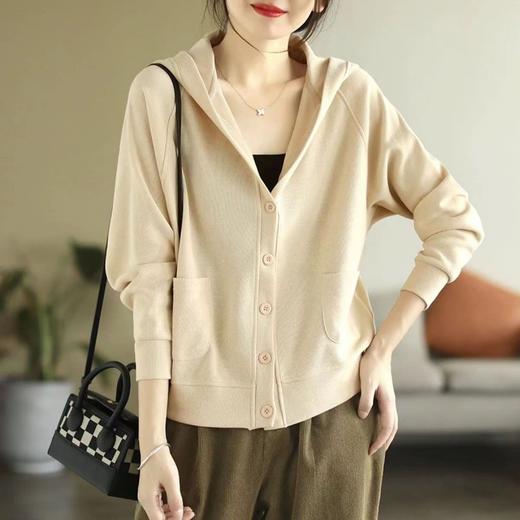 百媚生 连帽米尼棉外套女纯色长袖上衣B112 商品图3