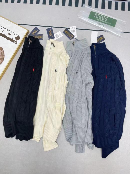 F011253小标刺绣logo全拉链针织绞花开衫毛衣 商品图3